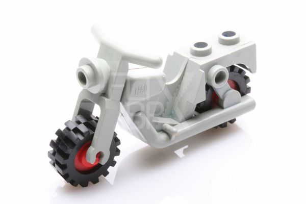 LEGO® - Einzelteil Motorrad classic mit roten Räder althellgrau althellgrau  | Element-Nr: x81x01 | Design-Nr: x81-x81c00-x81c01